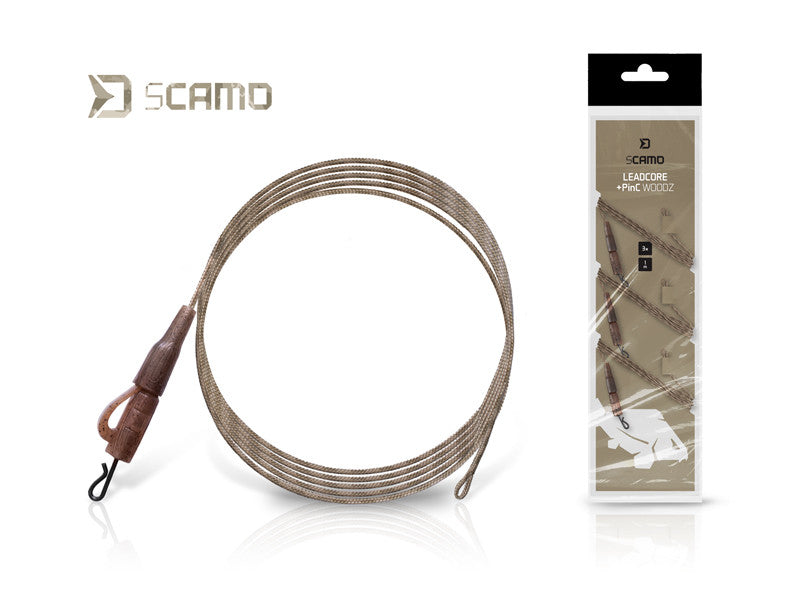 Vorfach Delphin sCAMO Leadcore + PinC WOODZ / 3 Stück