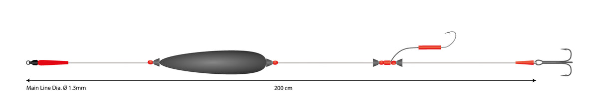 SET - WELS - MONO CATFISH SET III - BIG BAIT READY RIG 10g/200cm/100kg - Drillingshaken: 2/0 HAKEN GRÖSSE 4/0